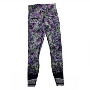 Lululemon Wunder Under Black Purple Vivid Vision Leggings Women’s Size 6 EUC